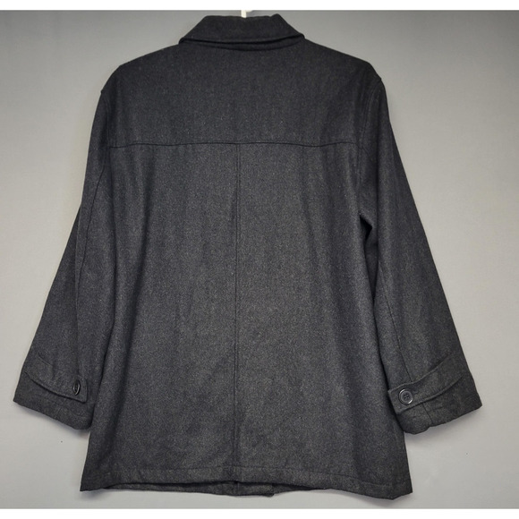 Carbon Coat Mens XL Charcoal Gray Wool Blend Car Coat Button Front Lined Pockets - Picture 11 of 11